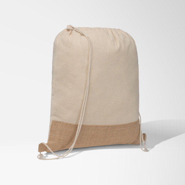 Rio™ Rucksack mit Kordelzug aus recycelter Baumwolle und Jute (140 g/m²)