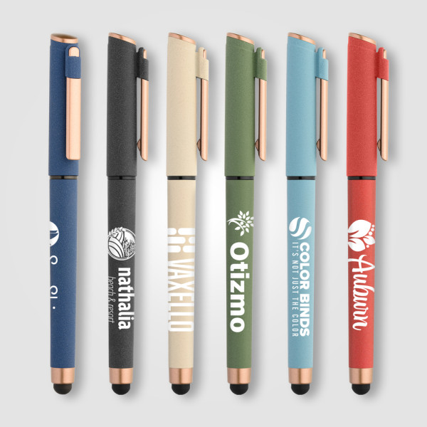 York Gelschreiber mit bronzefarbenen Akzenten und Stylus aus recyceltem Kunststoff